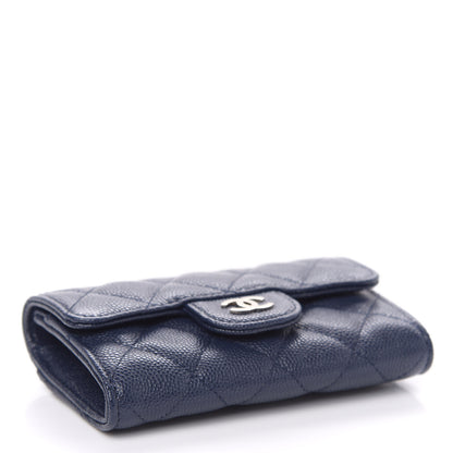 Chanel Iridescent Caviar Quilted Flap Card Holder Dark Blue 4 of 9