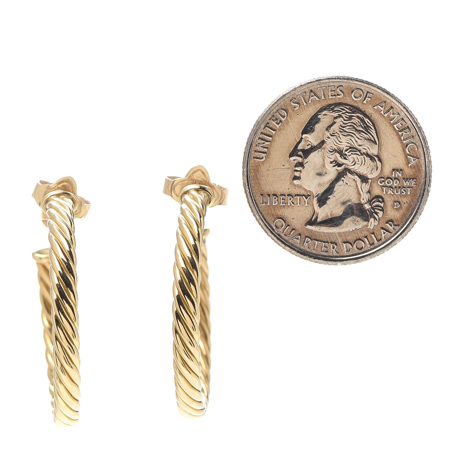 David Yurman 18K Yellow Gold Sculpted Cable Hoop Earrings 2 of 4