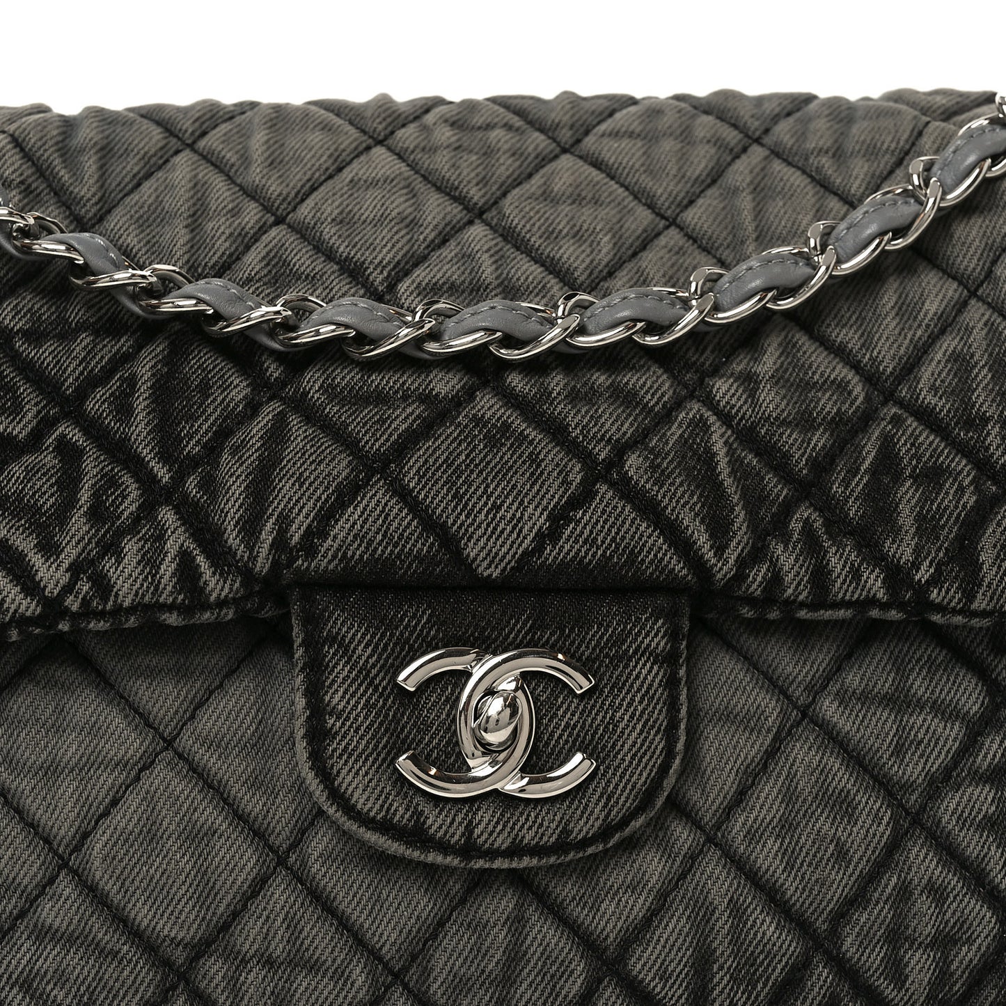 Denim Quilted Denimpression Flap Grey Black