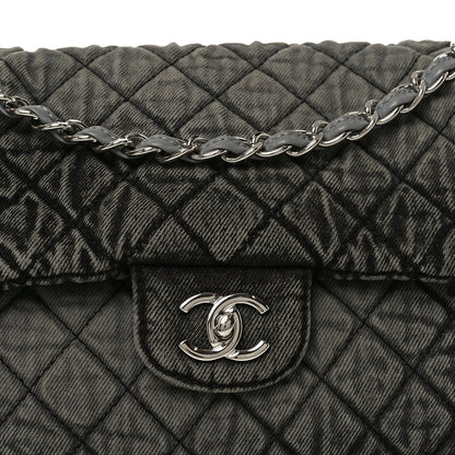Chanel Denim Quilted Denimpression Flap Grey Black 7 of 9