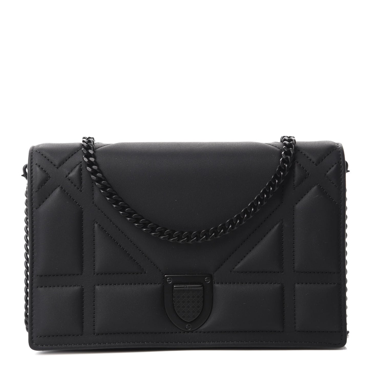Ultra Matte Calfskin Diorama Wallet on Chain Pouch Black