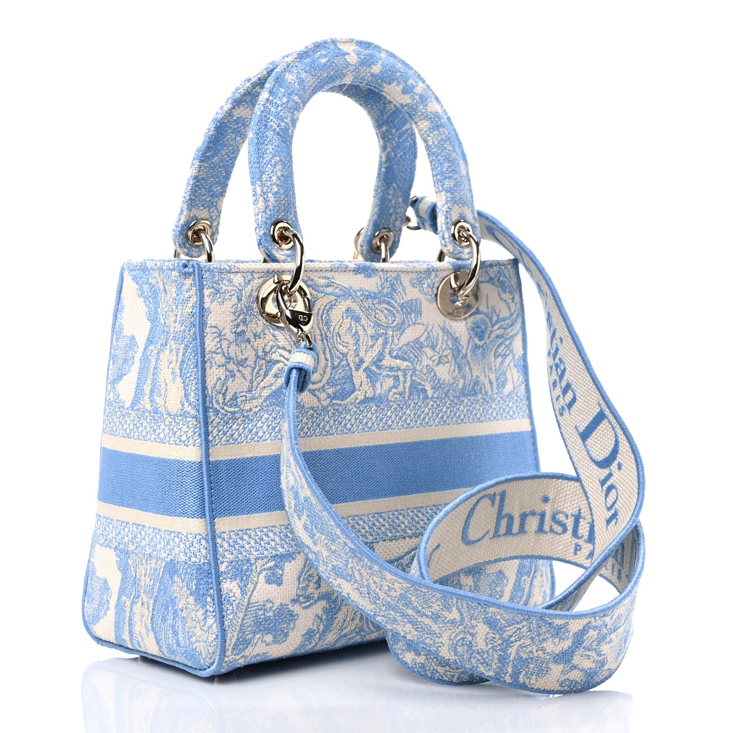 Canvas Toile De Jouy Embroidered Medium Lady D-Lite Blue