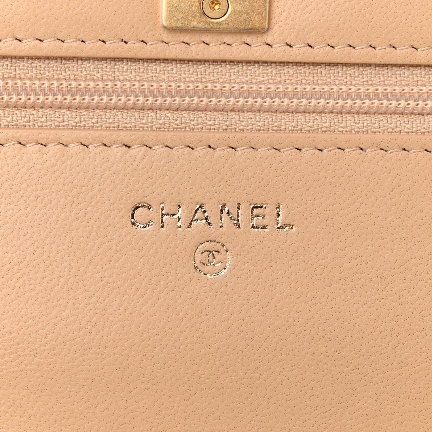 Chanel Lambskin Quilted CC Pearl Crush Wallet on Chain WOC Beige 6 of 12