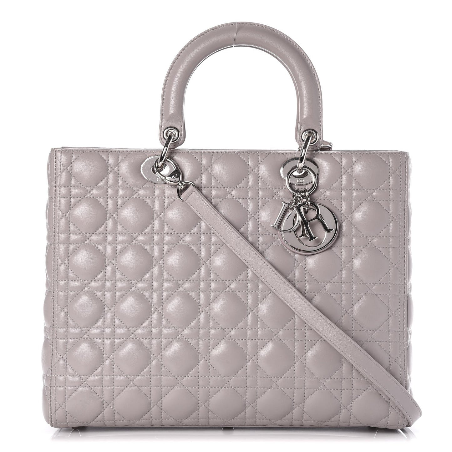 Lambskin Cannage Large Lady Dior Light Grey