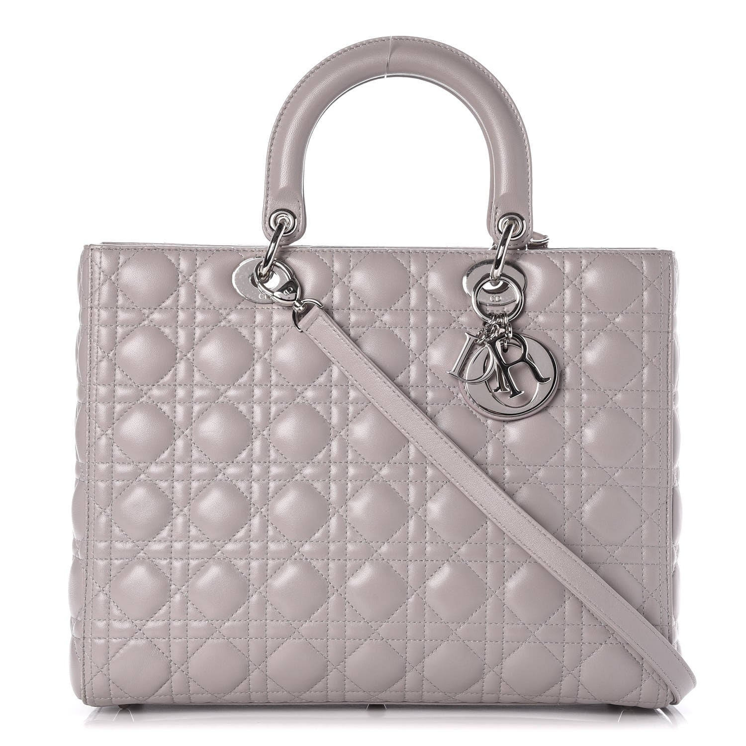 Christian Dior Lambskin Cannage Large Lady Dior Light Grey 1 of 9
