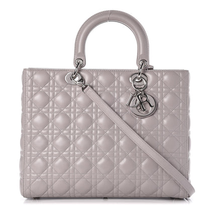 Christian Dior Lambskin Cannage Large Lady Dior Light Grey 1 of 9