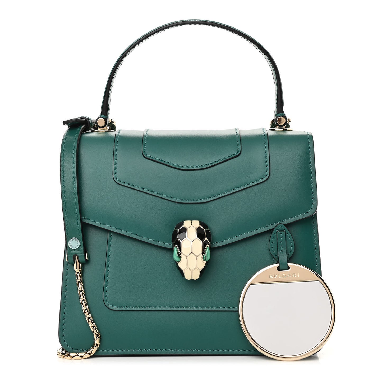Calfskin Serpenti Forever Top Handle Emerald Green