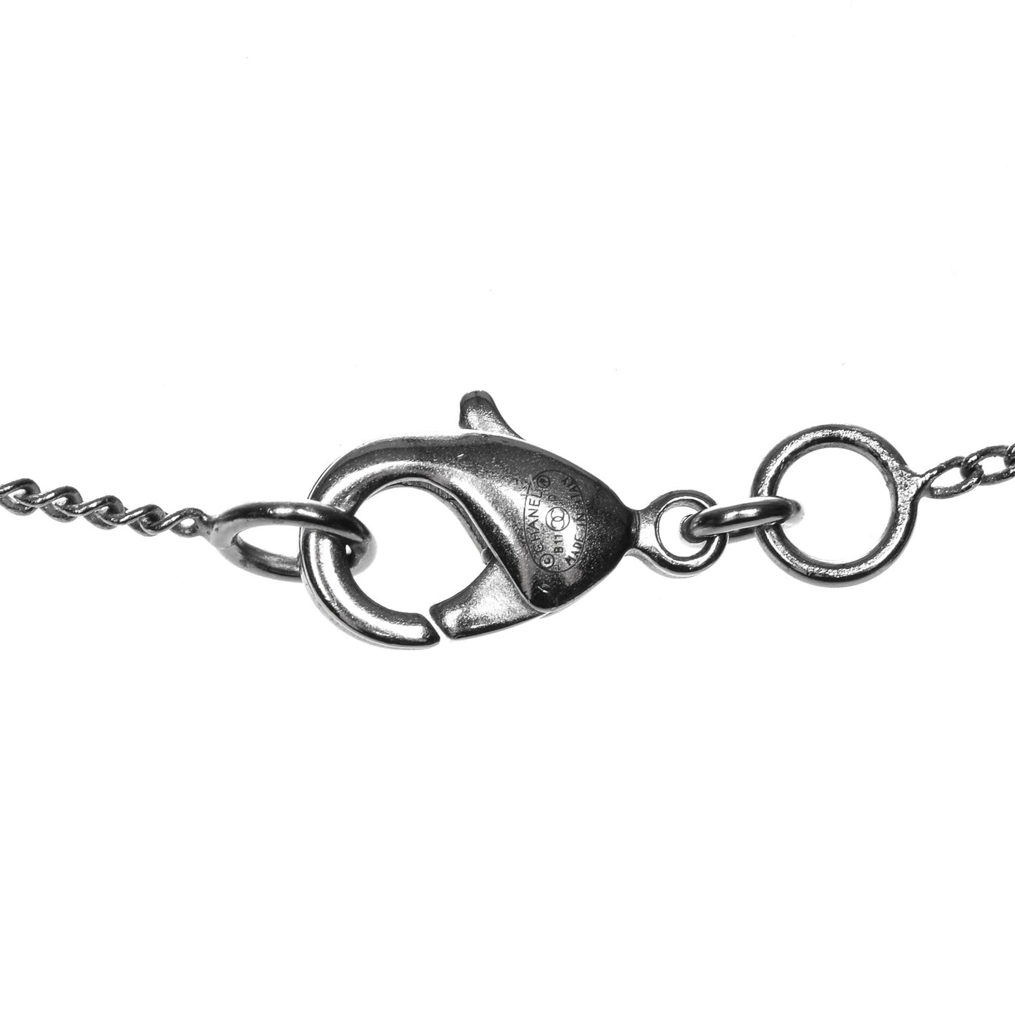 Crystal CC Drop Necklace Silver