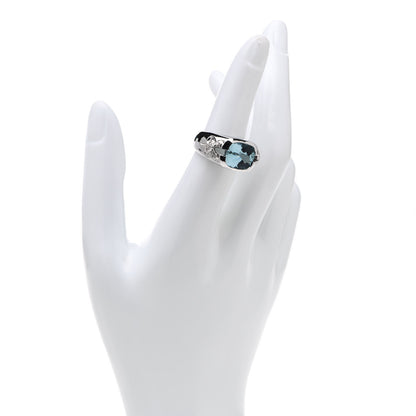 Tiffany 18K White Gold Aquamarine Diamond X Cocktail Ring 52 6 2 of 7