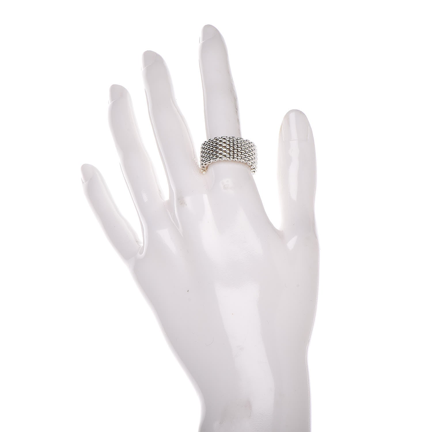 Tiffany Sterling Silver Somerset Mesh Ring 60 9 2 of 4