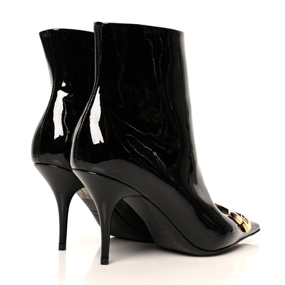 Balenciaga Patent BB Pointy Toe Ankle Booties 39 Black 4 of 8