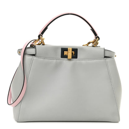 Fendi Nappa Colorblock Mini Peekaboo Iconic Satchel Grigio Perla Peonia Alga 1 of 11