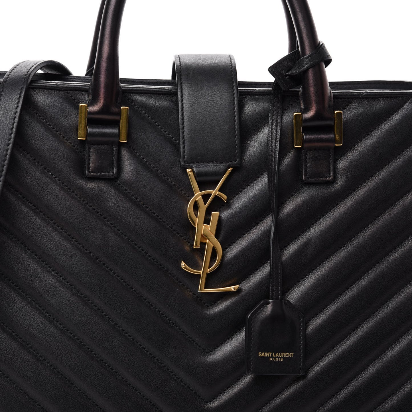 Calfskin Matelasse Chevron Small Monogram Cabas Black