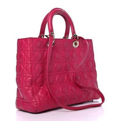 Christian Dior Lambskin Cannage Large Lady Dior Fuchsia 2 of 4