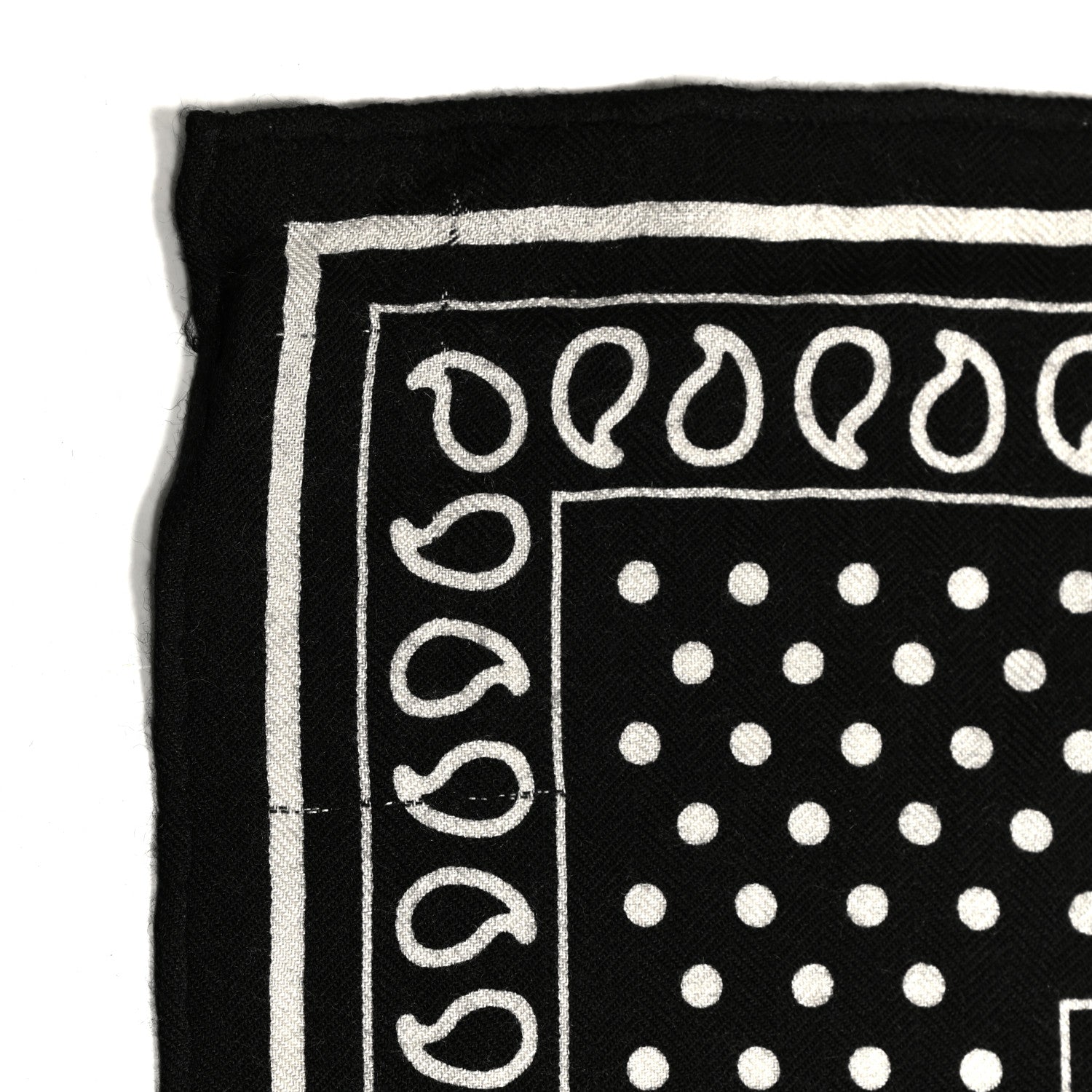 Hermes Cashmere Silk Bandana Shawl 140 Black White 5 of 7