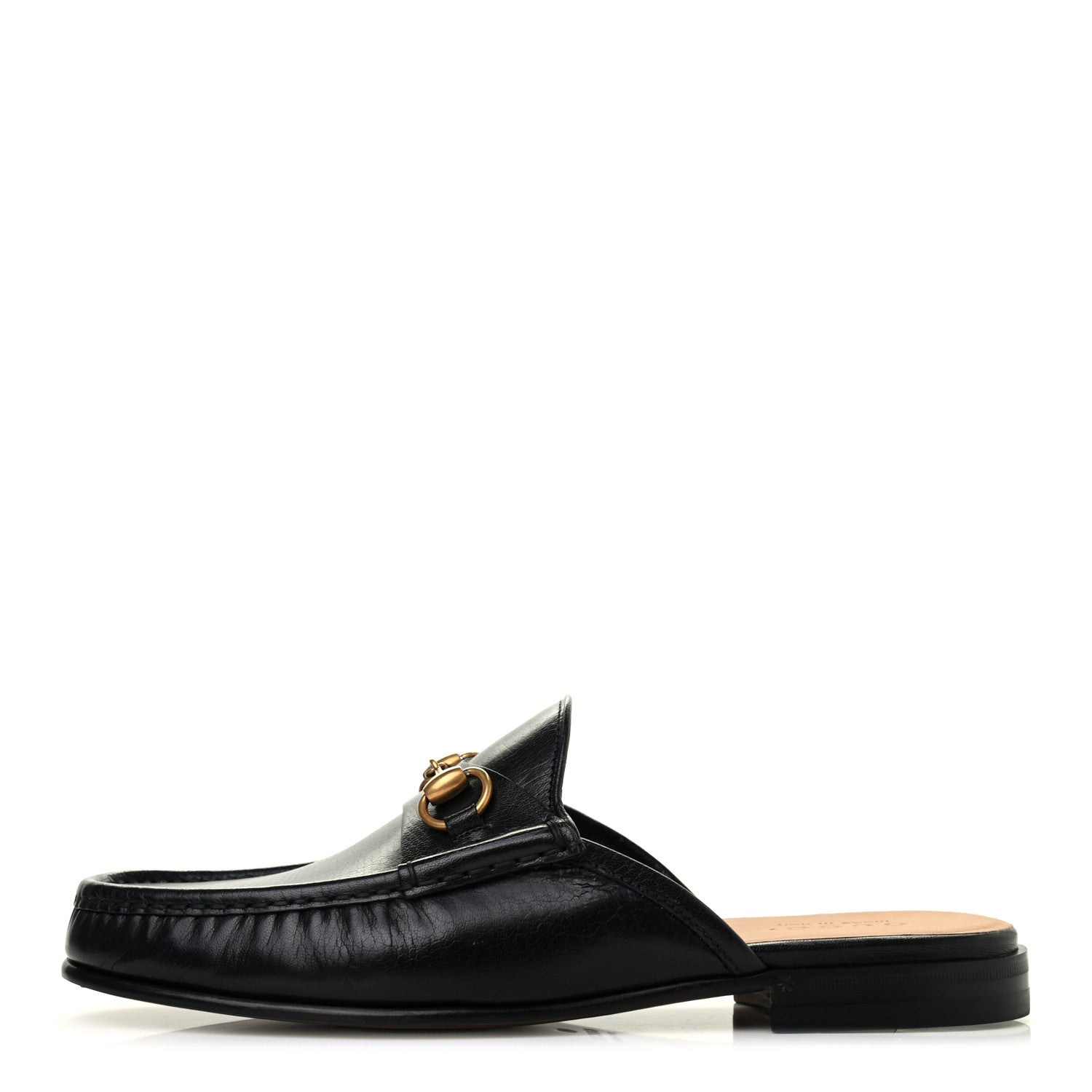 Gucci Goatskin Mens Horsebit Slippers 8.5 Black 1 of 8