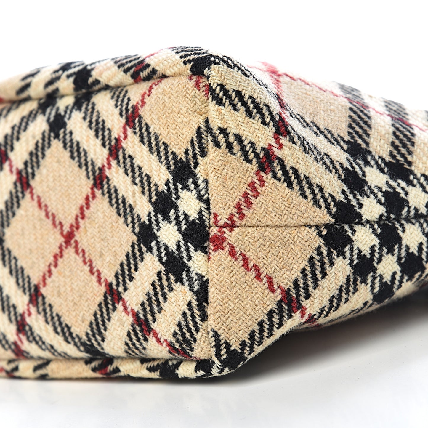 Wool Check Tote Beige
