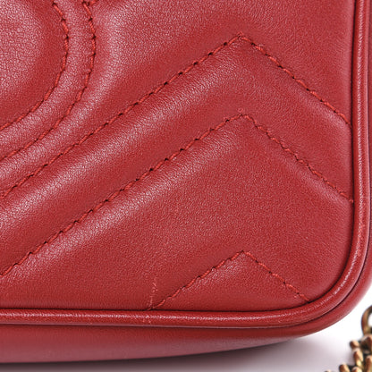 Gucci Calfskin Matelasse Super Mini GG Marmont Shoulder Bag Hibiscus Red 12 of 16