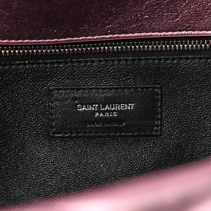 Saint Laurent Metallic Lambskin Quilted Sade Puffer Envelope Clutch Pink 6 of 9