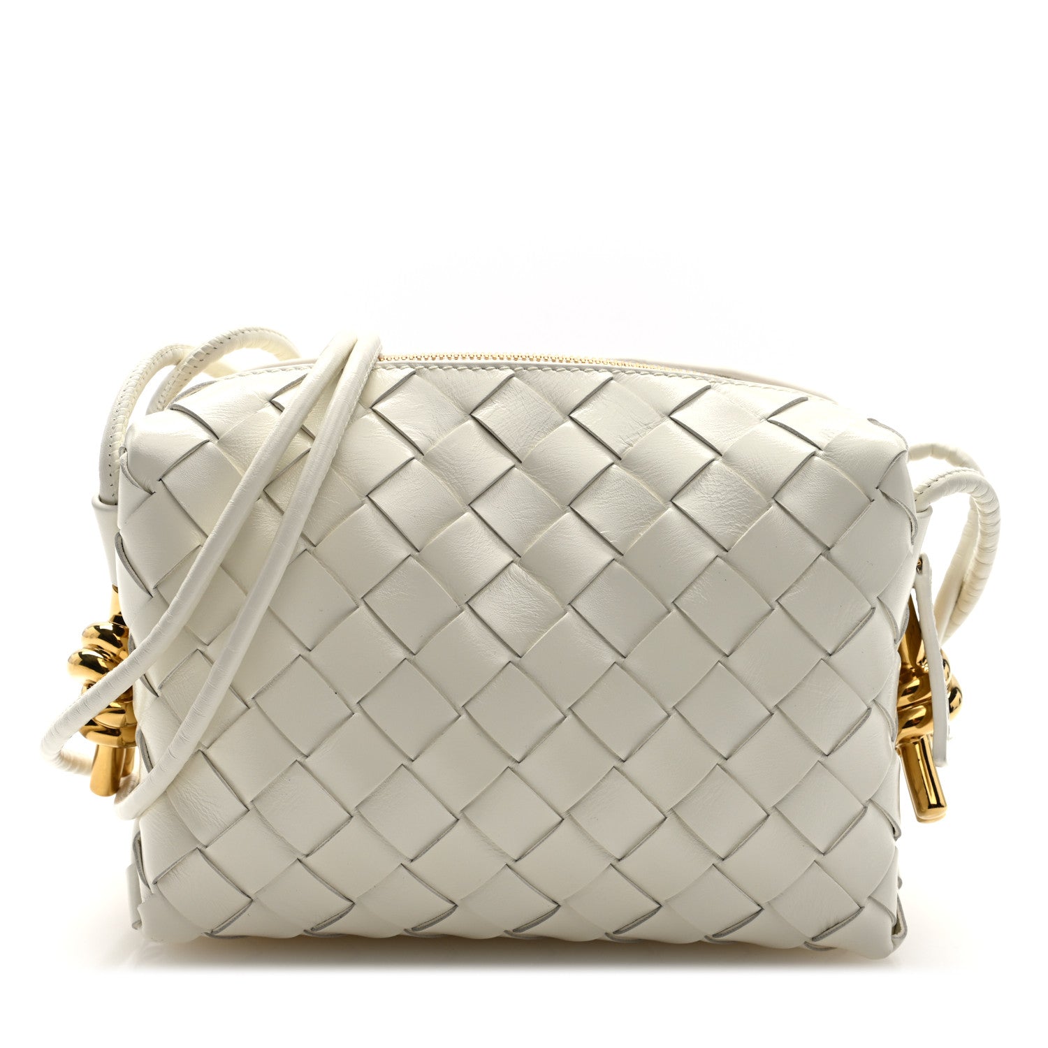Bottega Veneta Polished Nappa Intrecciato Metal Knots Mini Loop Camera Bag Bone 1 of 9