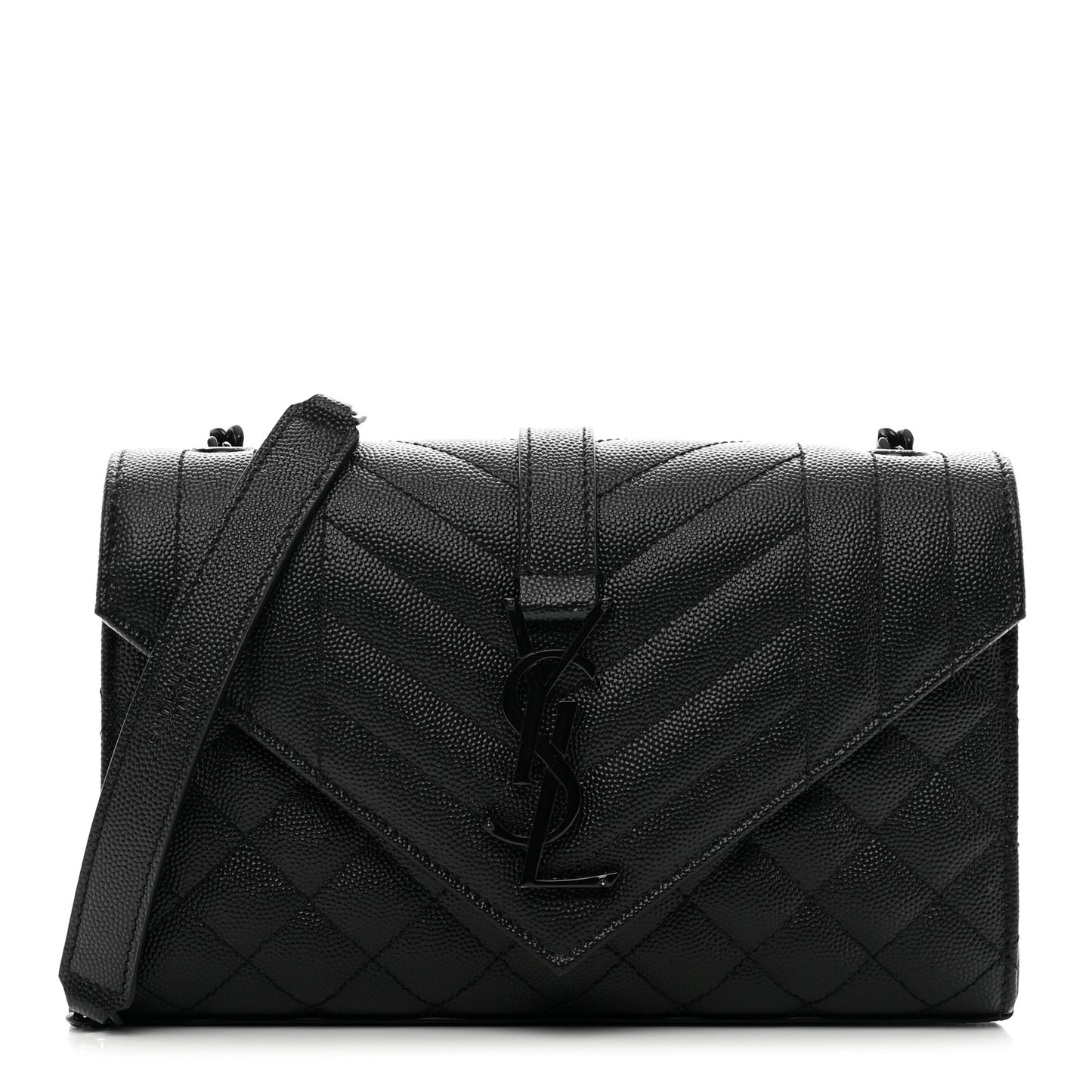 Grain De Poudre Textured Mixed Matelasse Triquilt Small Monogram Monochrome Satchel Black