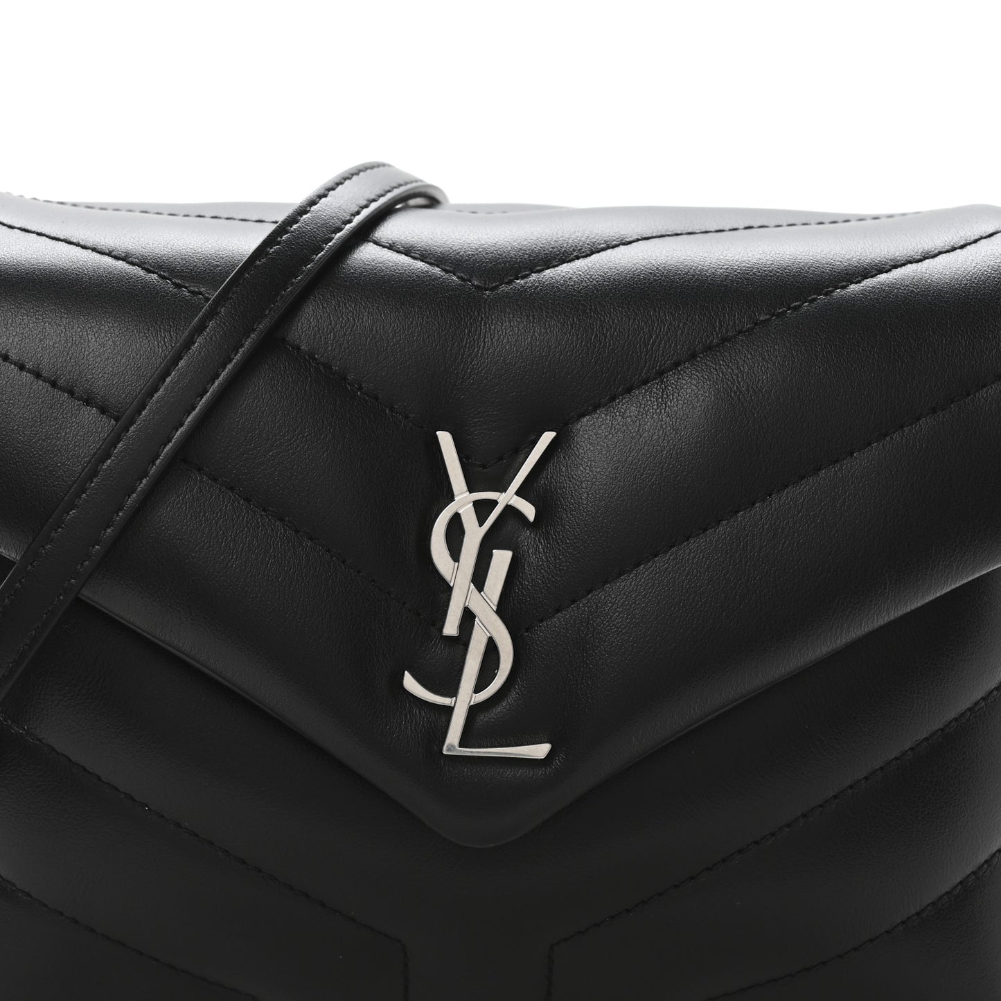Calfskin Y Quilted Monogram Toy Loulou Crossbody Bag Black