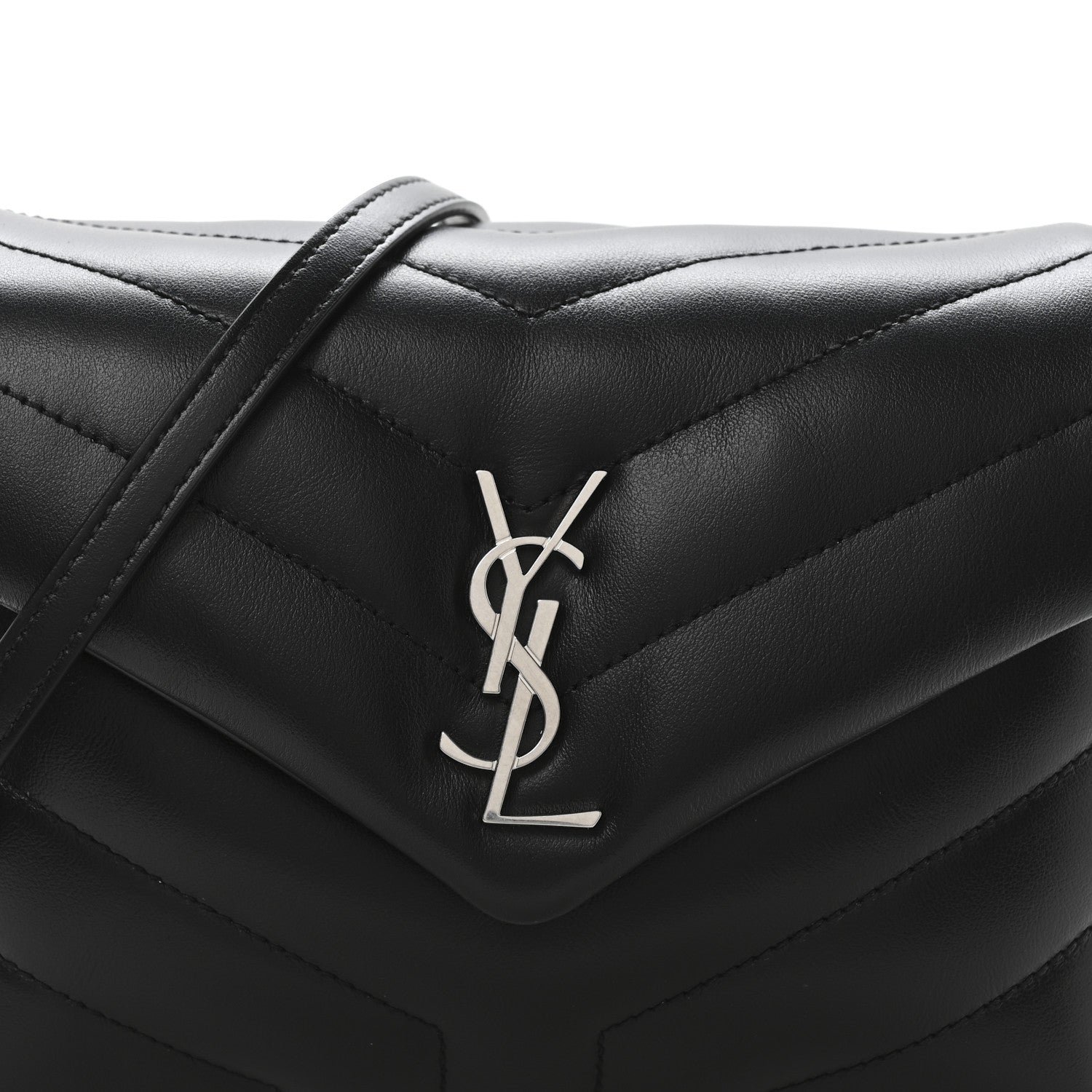 Saint Laurent Calfskin Y Quilted Monogram Toy Loulou Crossbody Bag Black 8 of 11