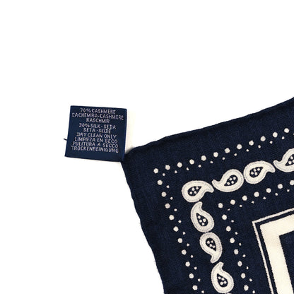 Hermes Cashmere Silk Ex Libris Bandana Scarf 55 Blue White 4 of 4