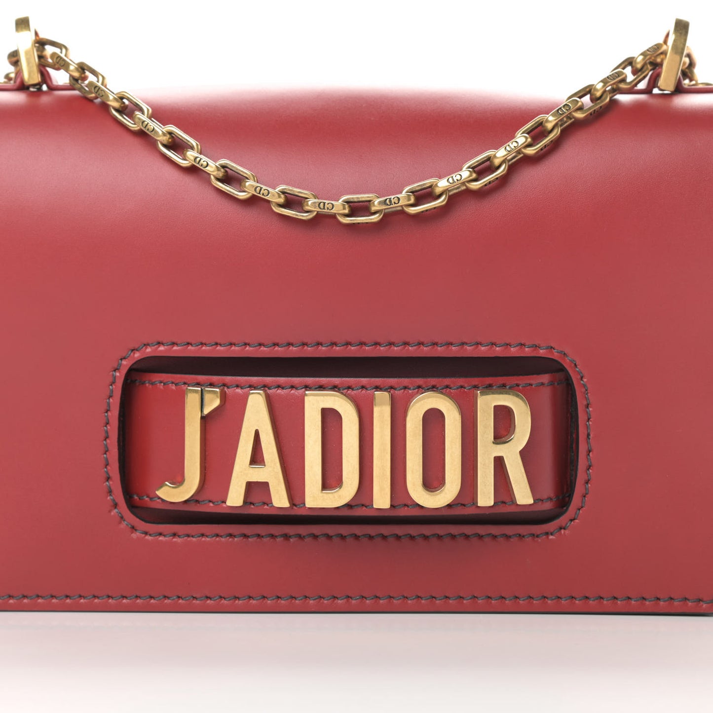 Calfskin J'Adior Chain Flap Bag Red