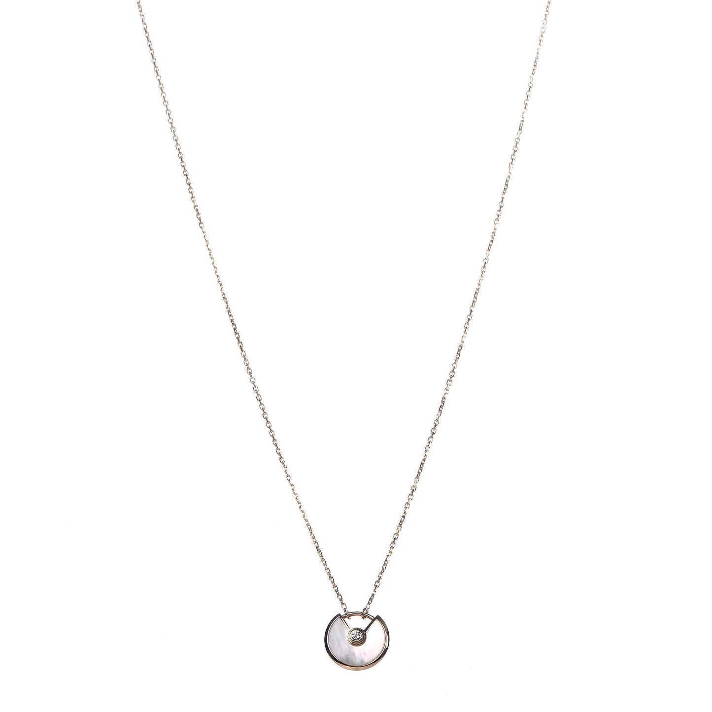 18K Yellow Gold Diamond Mother of Pearl XS Amulette de Cartier Pendant Necklace