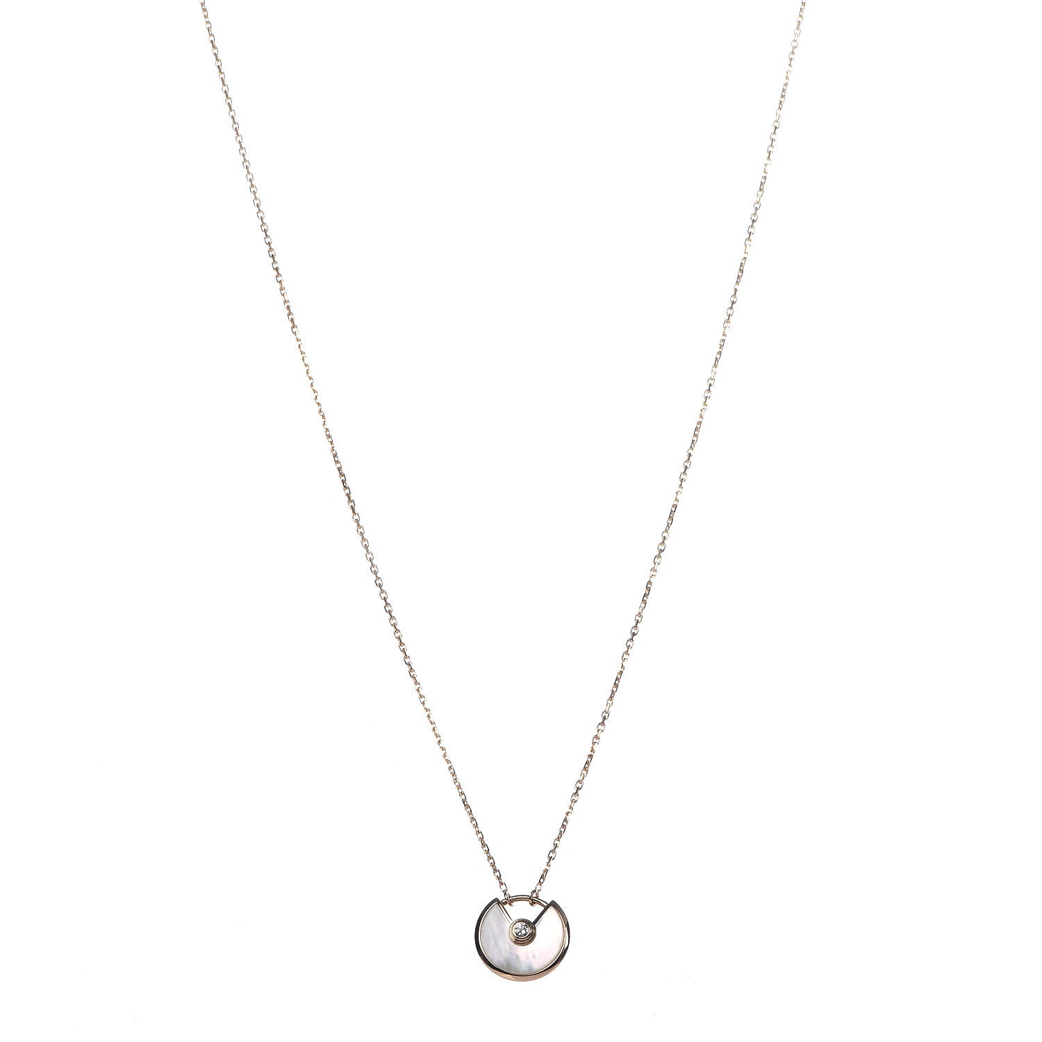 Cartier 18K Yellow Gold Diamond Mother of Pearl XS Amulette de Cartier Pendant Necklace 1 of 6