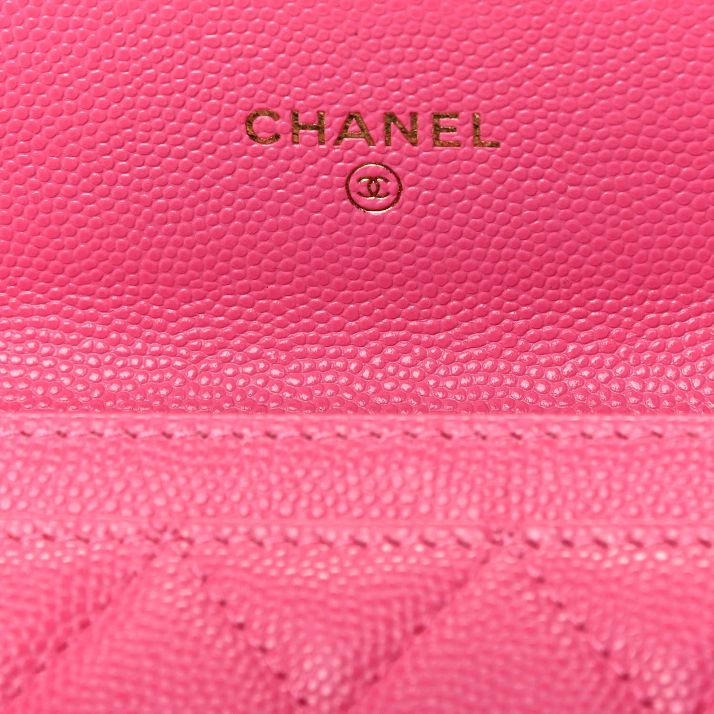Caviar Quilted Flap Card Holder Wallet Pink