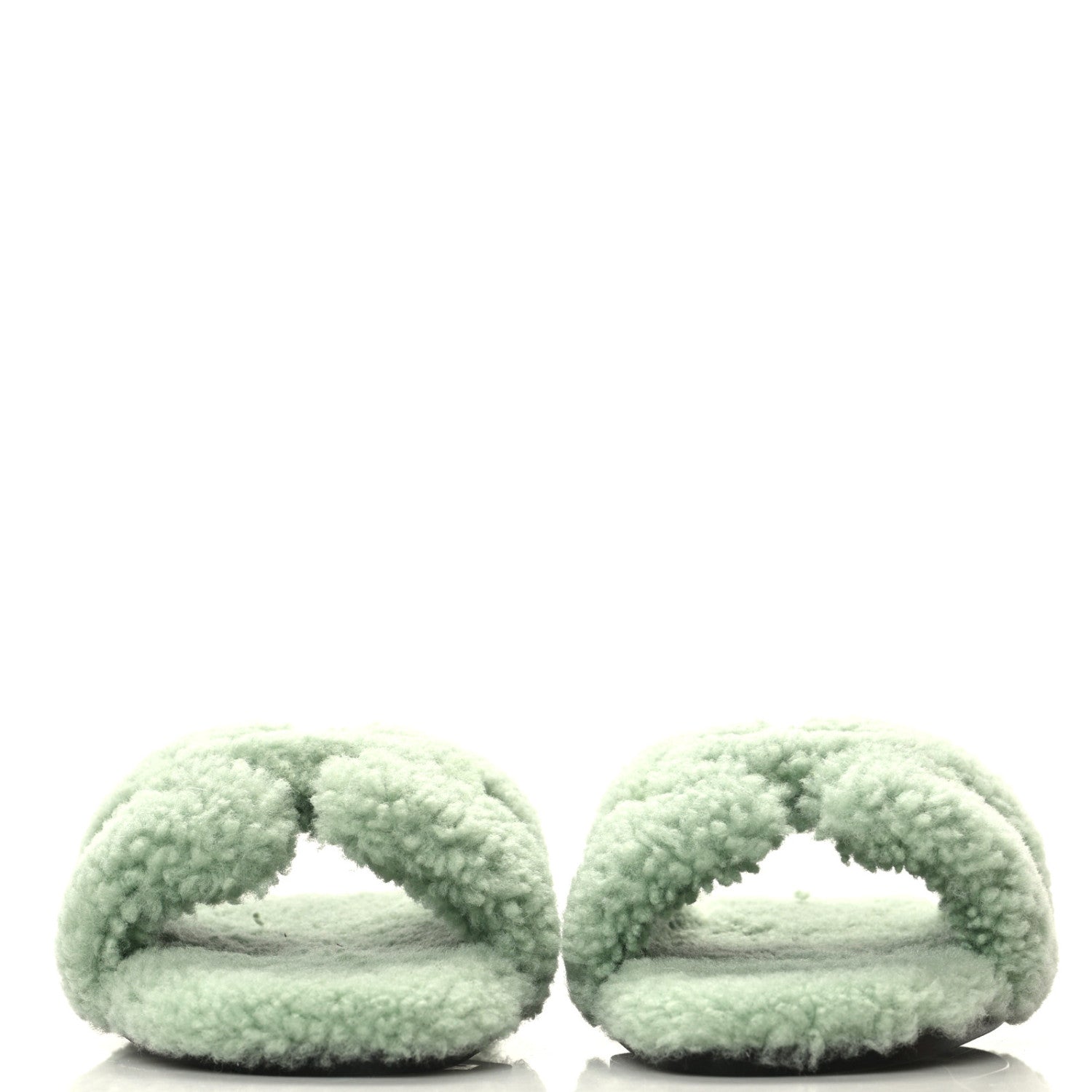 Hermes Woolskin Oran Sandals 39 Vert D’Eau 2 of 8