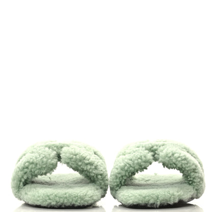 Hermes Woolskin Oran Sandals 39 Vert D’Eau 2 of 8