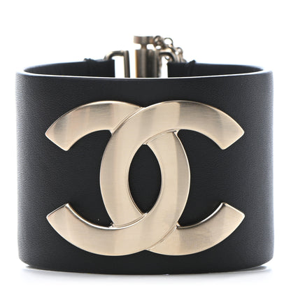 Chanel Calfskin CC Wide Cuff S Black 1 of 5
