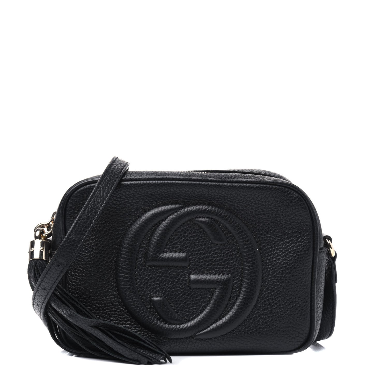 Pebbled Calfskin Small Soho Disco Bag Black