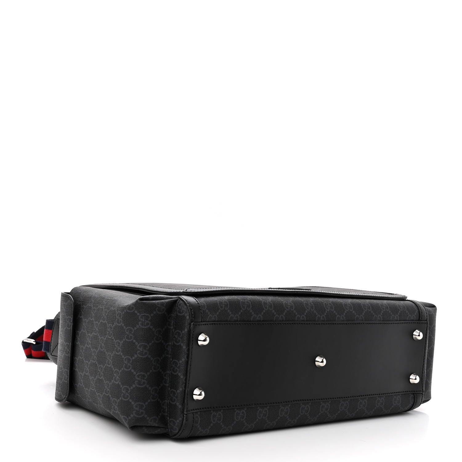 Gucci GG Supreme Monogram Web Messenger Diaper Bag Black Grey 5 of 10
