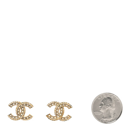 Chanel Crystal CC Earrings Light Gold 3 of 10