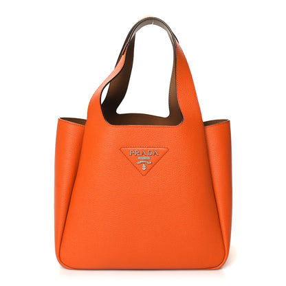 Prada Vitello Daino Soft Medium Dynamique Tote Papaya Caramello 1 of 9