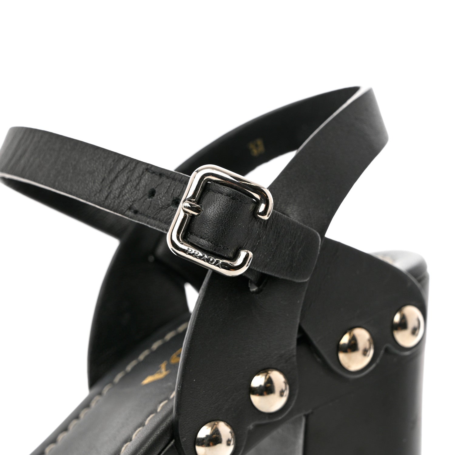 Prada Calfskin Platform Slingback Sandals 37 Black 10 of 12