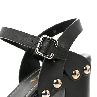Prada Calfskin Platform Slingback Sandals 37 Black 10 of 12