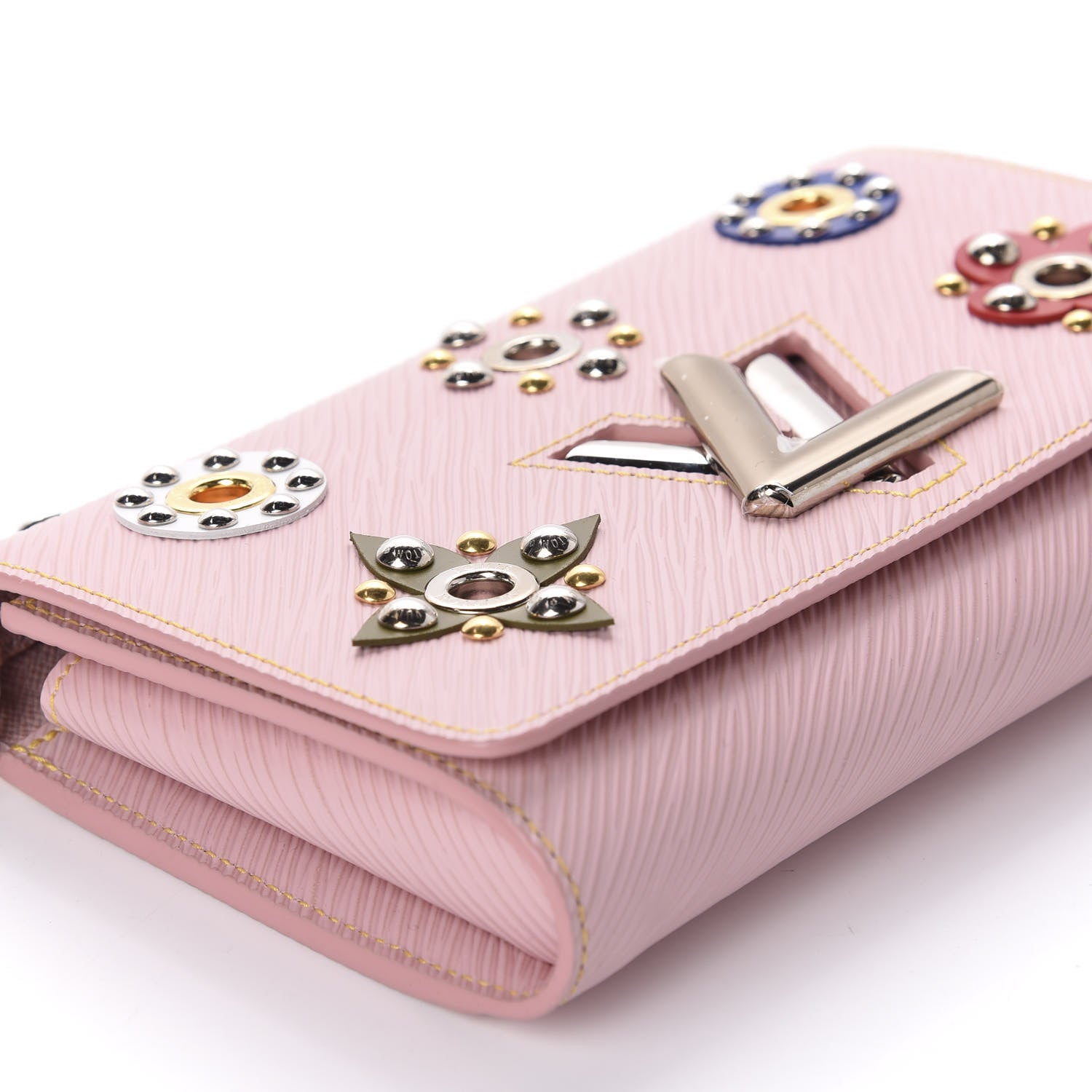 Louis Vuitton Epi Mechanical Flowers Twist Chain Wallet Rose Ballerine 6 of 11
