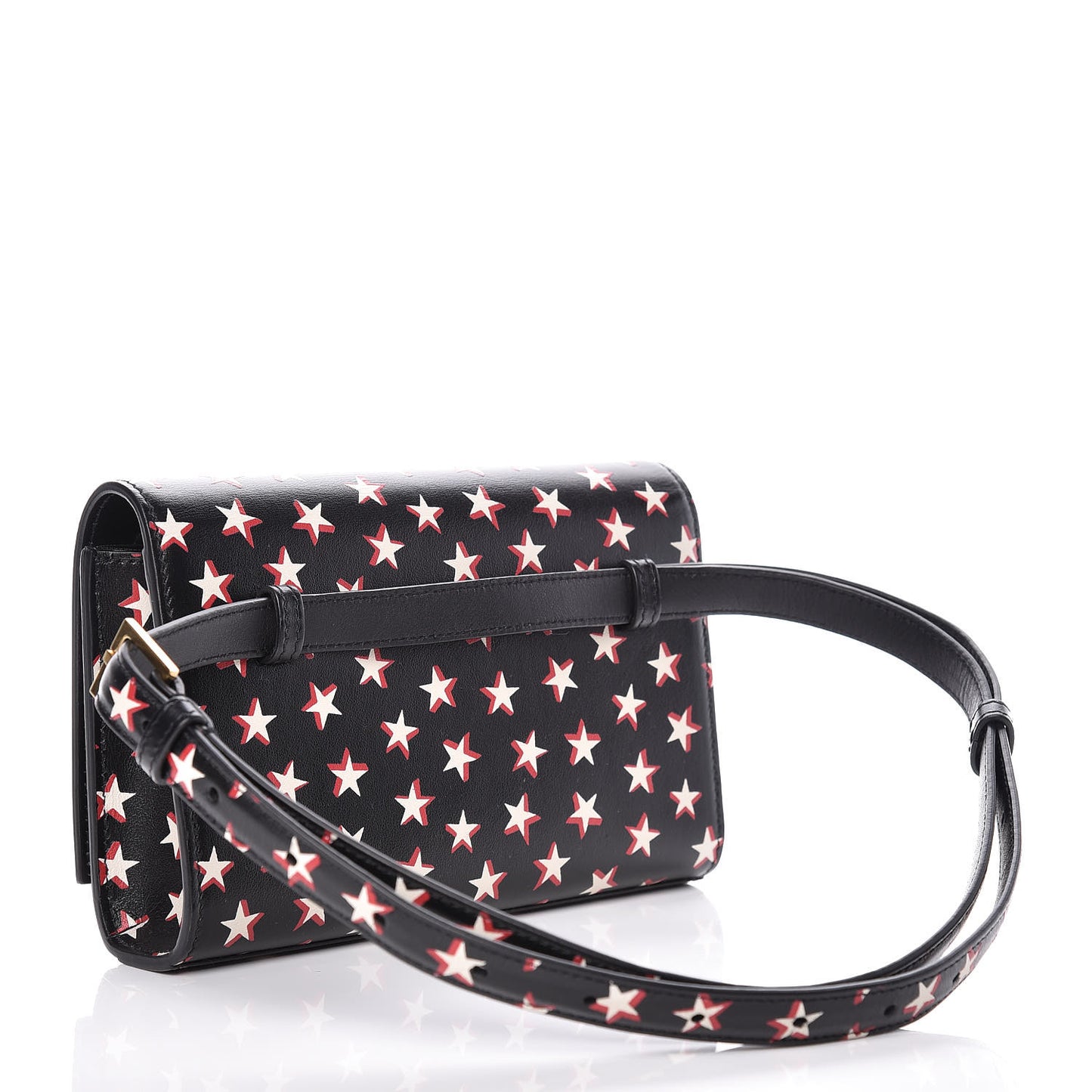 Smooth Calfskin Star Print Monogram Kate Belt Bag Black Ivory Red