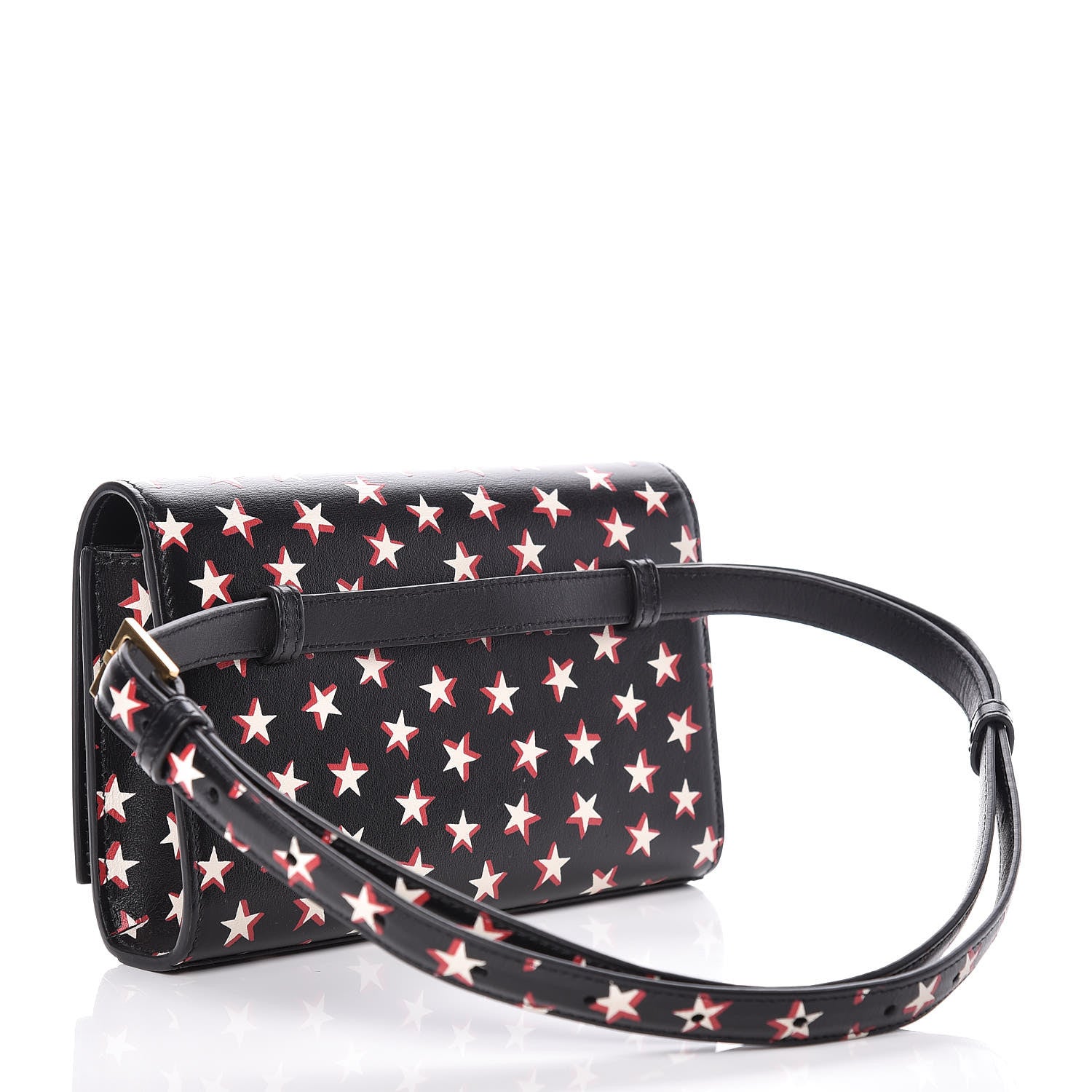Saint Laurent Smooth Calfskin Star Print Monogram Kate Belt Bag Black Ivory Red 3 of 9