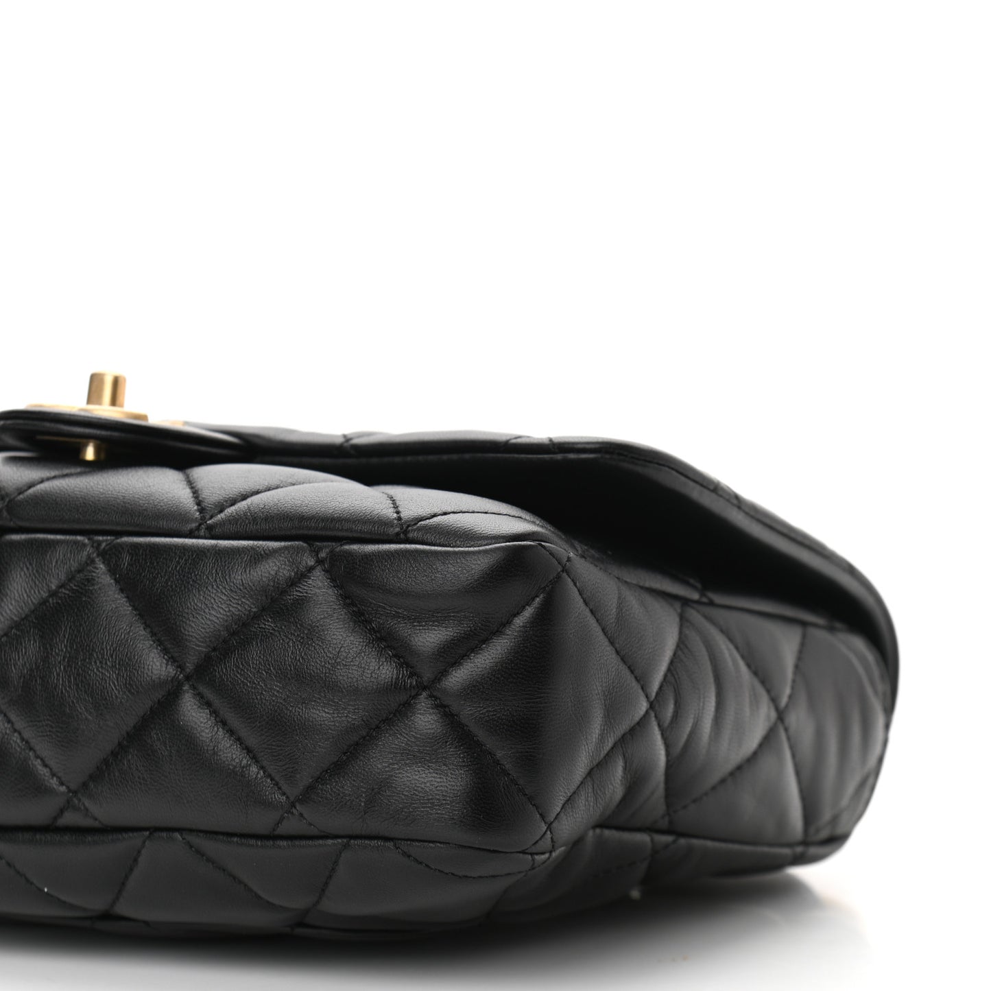 Lambskin Quilted Large CC Funky Town Flap Black