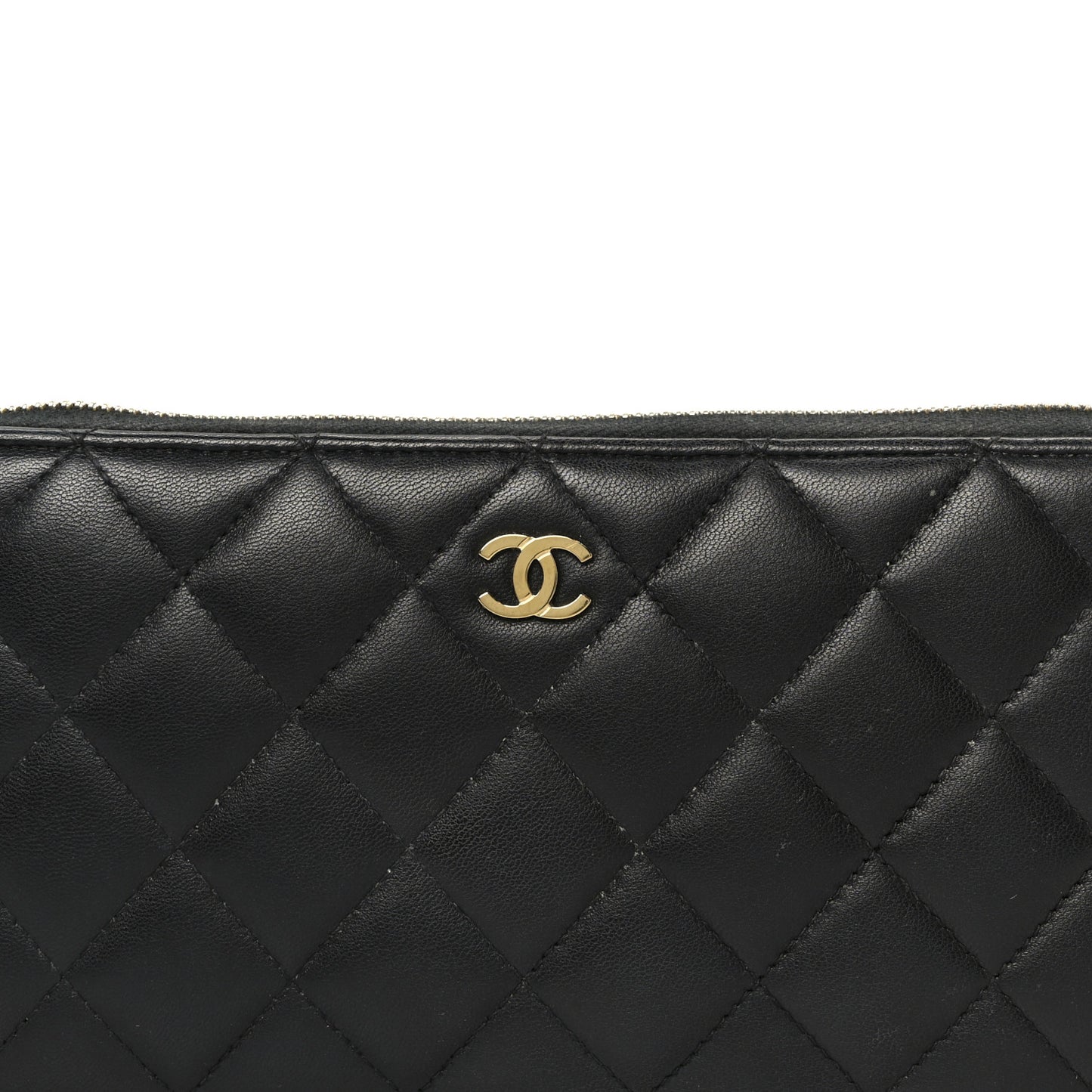 Lambskin Quilted Large Gusset Zip Around Wallet Black
