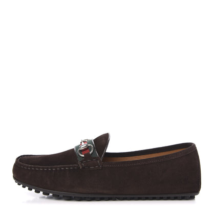 Gucci Suede Web Mens Horsebit Driver Loafers 8.5 Cocoa 1 of 10