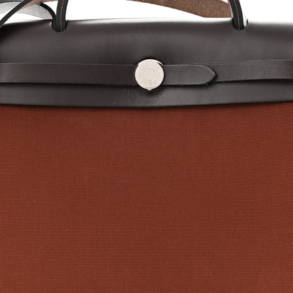 Hermes Vache Hunter Toile Herbag Zip Retourne 31 PM Rouge H Ebene 9 of 13