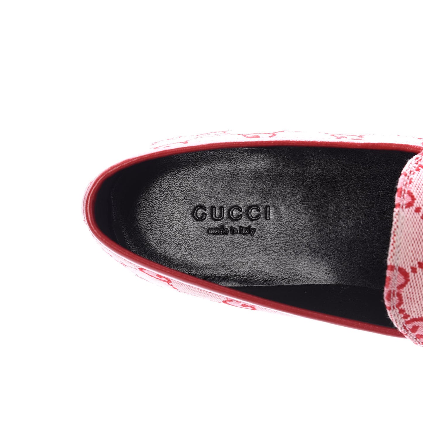 Canvas GG Monogram Horsebit Womens Jordaan Loafers 38 Gardenia Hibiscus Red