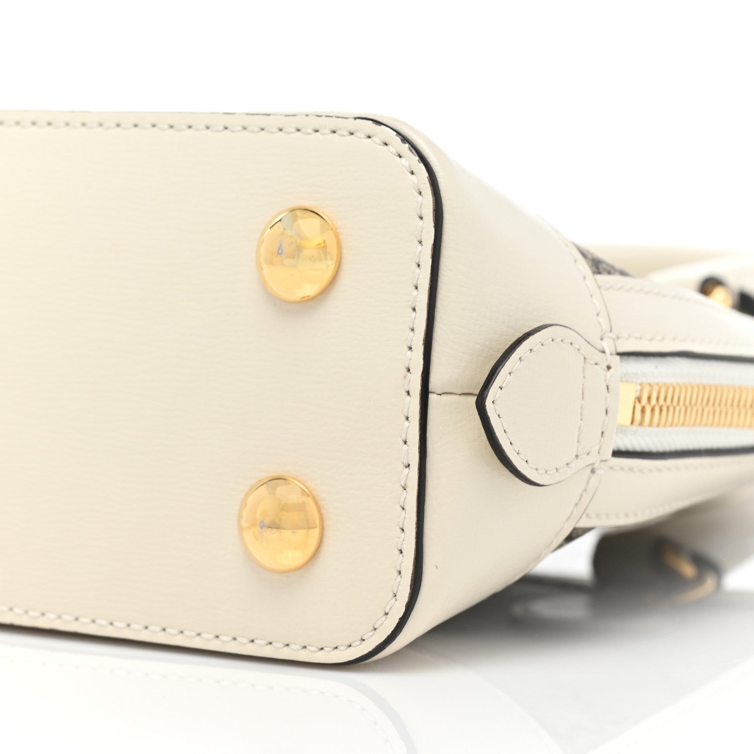 Gucci GG Supreme Monogram Azalea Calfskin Small Horsebit 1955 Top Handle Bag Beige Ebony Mystic White 7 of 9